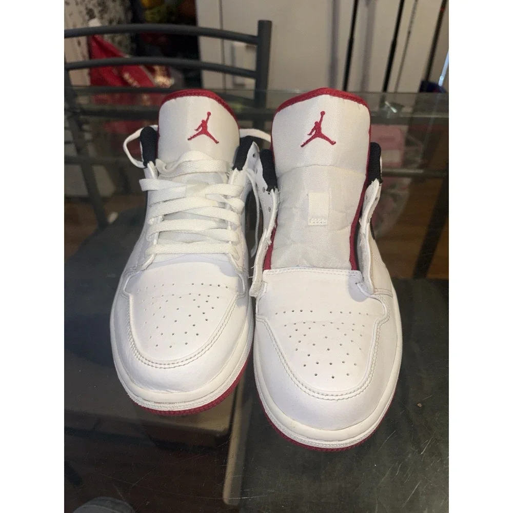 Nike Air Jordan 1 Low Basketball Sneakers White/Red/Black Size 9